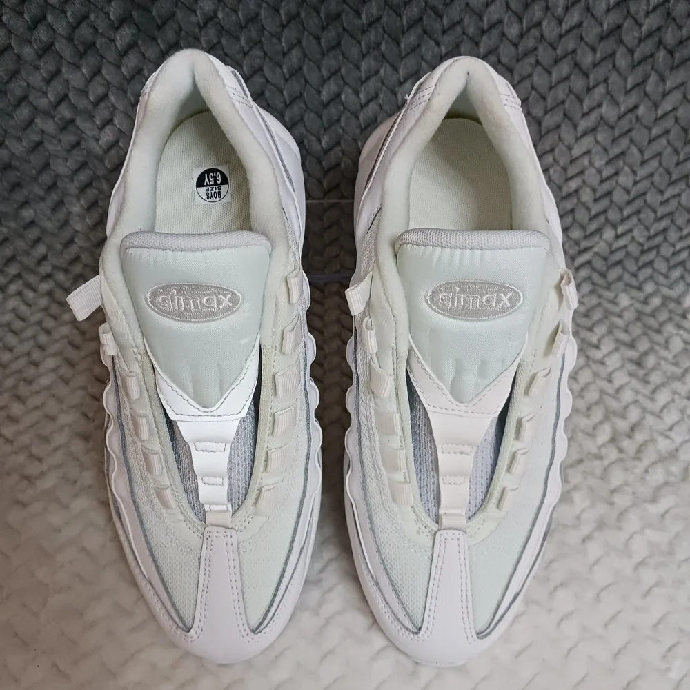 Nike Air Max 95 Recraft Triple White GS Sneakers Shoes Size 6.5Y Women's 8